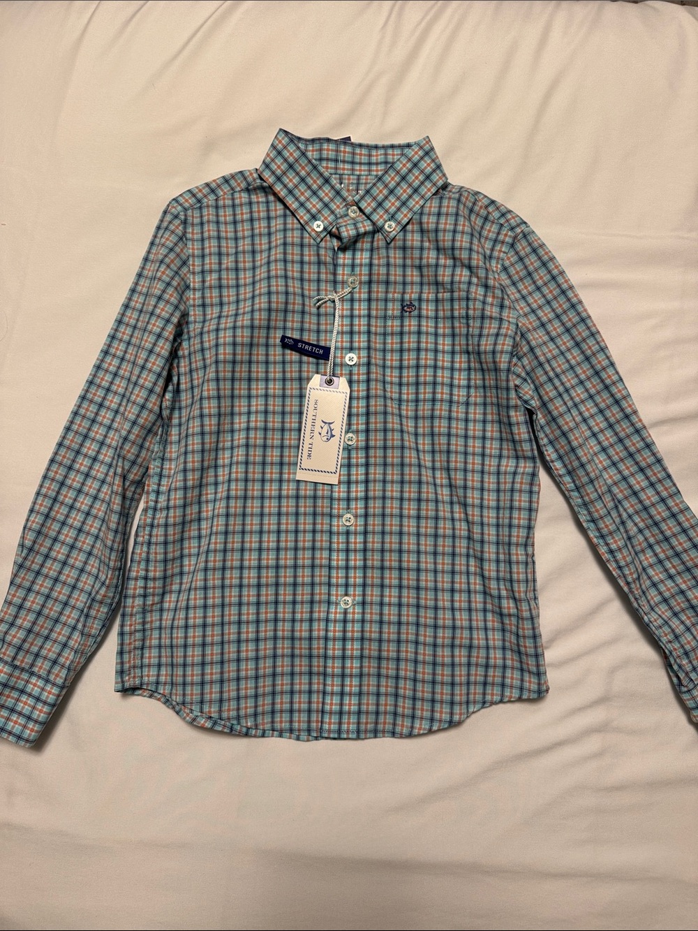Southern Tide Boys Plaid Button-Down Shirt - Blue & Green